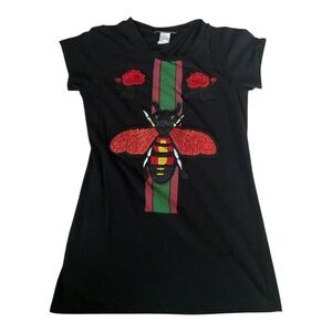 Davida Black Bee Graphic Tee Dress (Shirt Dress) Sz S/M